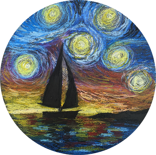 Barco - 40 diam - Giz pastel oleoso - 2021